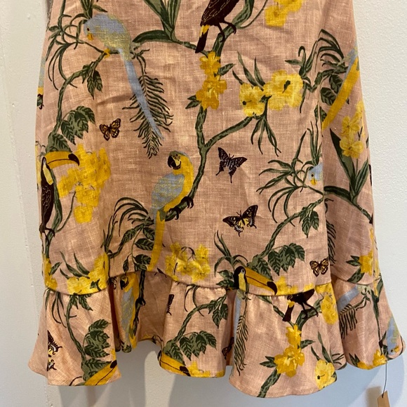 Reformation Baylor Linen Dress in Pink Nature Print - Picture 8 of 9